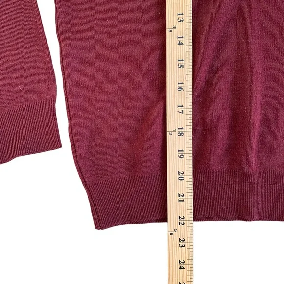 Joe Filis Vintage V Neck Wool Sweater Size Small Burgundy Red Color Pullover - Picture 6 of 7